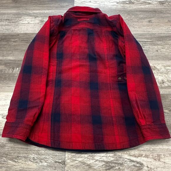 Duluth Trading Shirt Mens L Jacket Plaid Flannel Fleece Lined Button Up Shacket - Picture 2 of 9